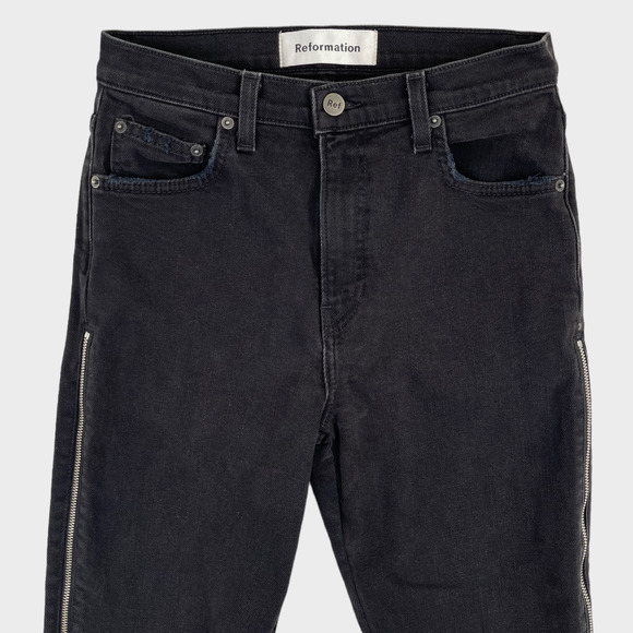 Reformation High Rise Side Zipper Black Jeans Women's Size 26 - Picture 3 of 15